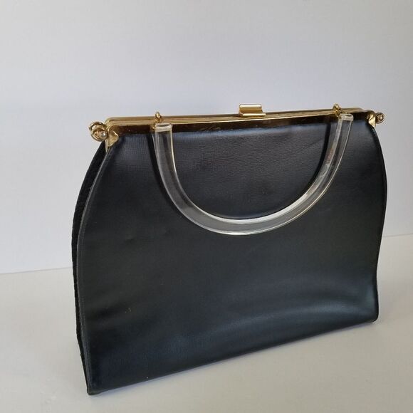 Vintage 60's L&M Lowy & Mund Edwards Lucite Handle Convertible Day To Night Bag - Picture 13 of 16